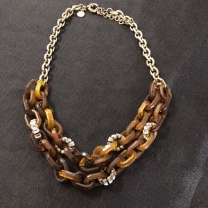 J. Crew Tortoise shell and rhinestone necklace.